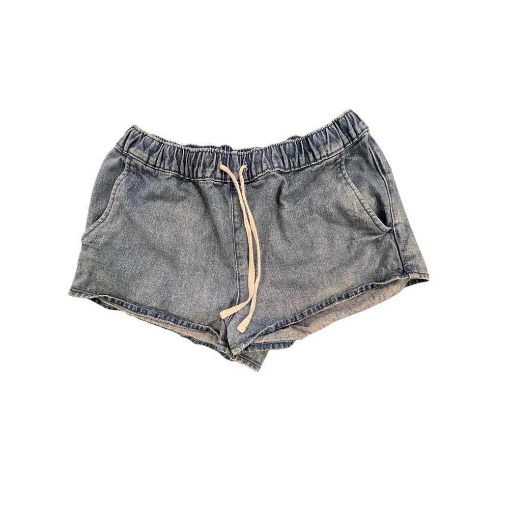 Roxy Womens Light Wash Denim Pull On Drawstring Shorts Blue Cotton